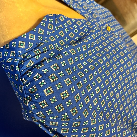 Christin Michaels blouse, small, EUC, bright blue, gold buttons - Picture 5 of 14